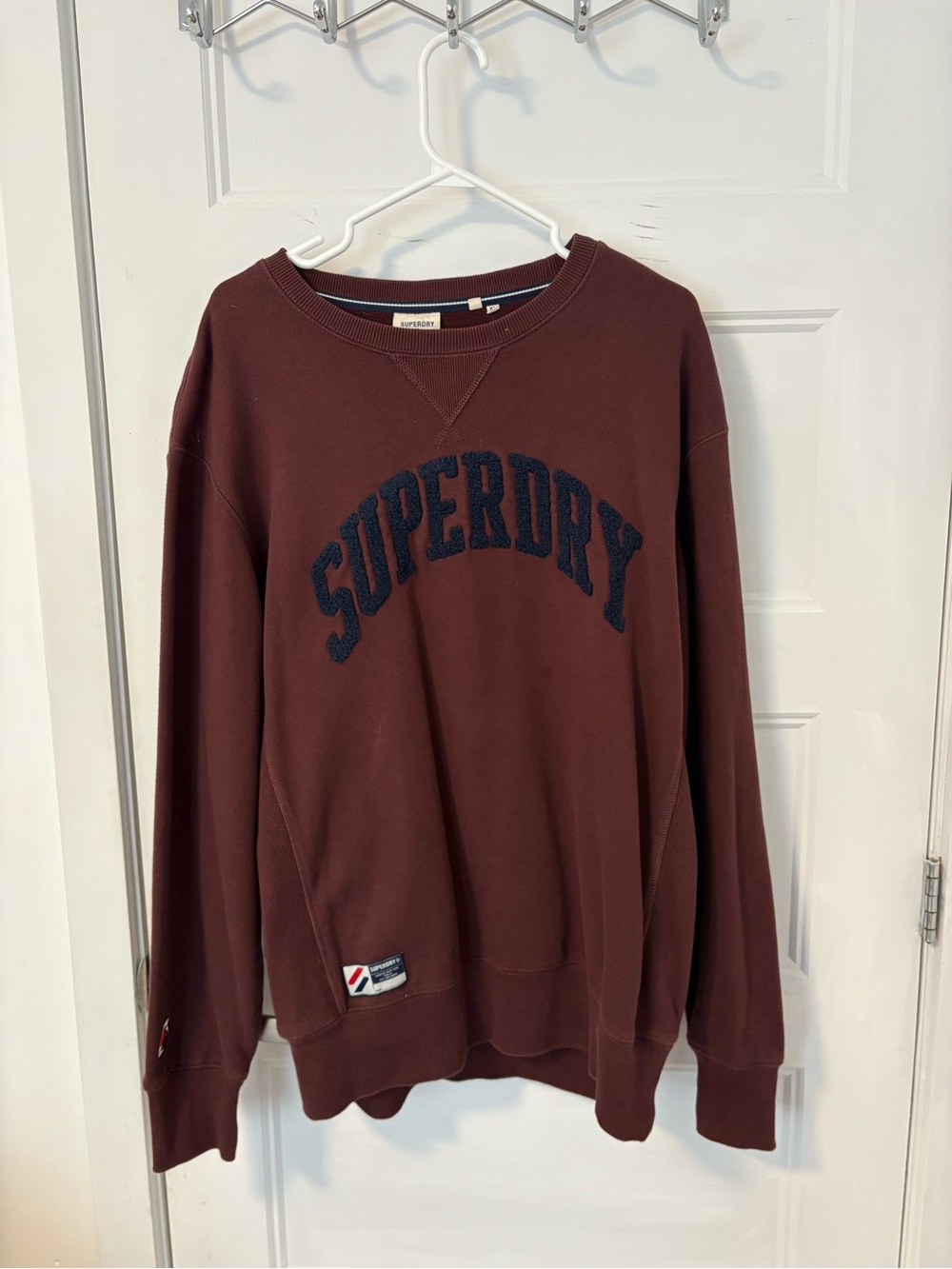 Superdry Men's Maroon Crewneck with Navy logo